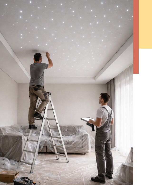 Монтаж натяжного потолка «звездное небо» в Братске от 6633 руб. | ОТДЕЛОЧНИК-Брт