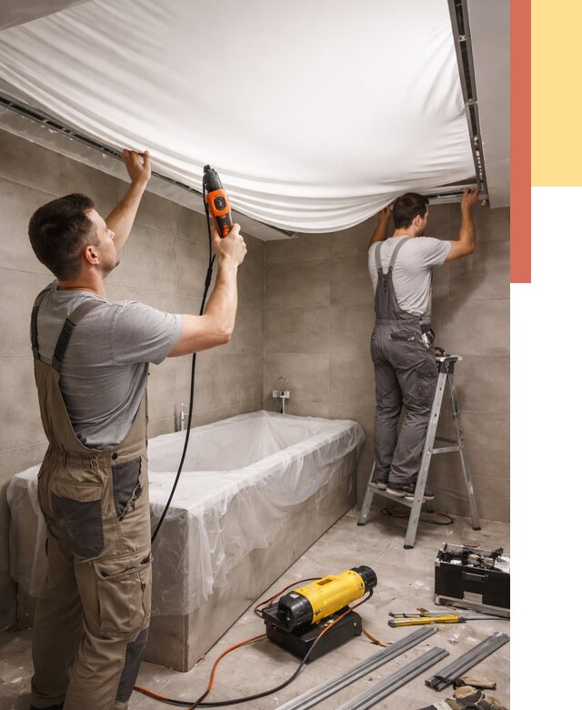 Монтаж натяжного потолка в ванной в Братске от 1224 руб. под ключ | ОТДЕЛОЧНИК-Брт