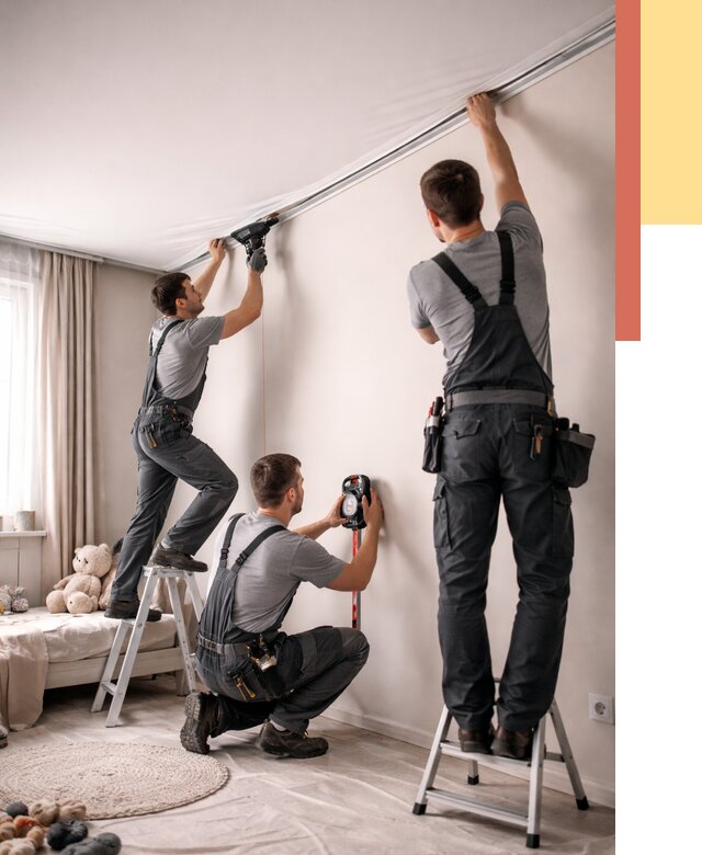 Монтаж натяжного потолка в детской в Братске от 3571 руб. — быстро и недорого | ОТДЕЛОЧНИК-Брт