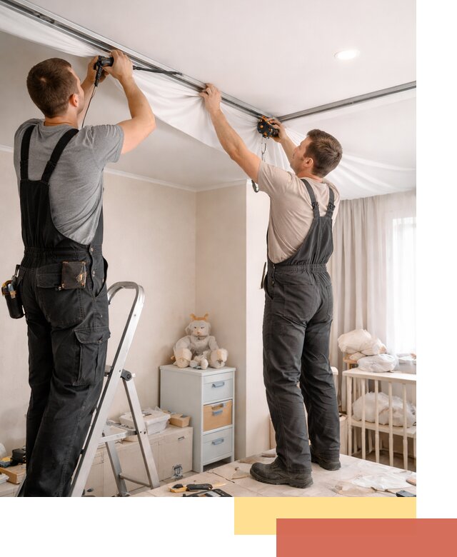 Монтаж натяжного потолка в детской комнате в Братске