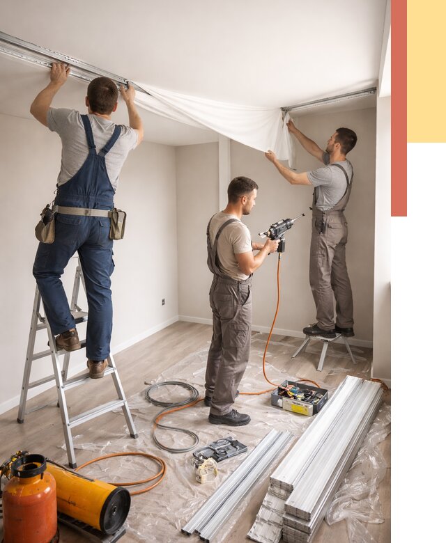 Монтаж натяжного потолка в студии в Братске от 5612 руб. — быстро и недорого | ОТДЕЛОЧНИК-Брт