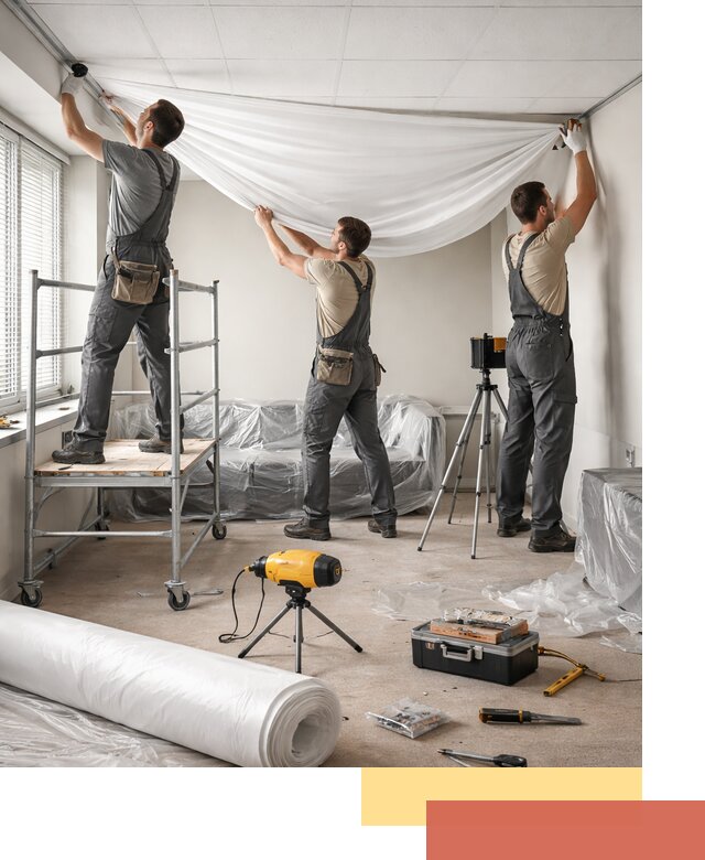 Монтаж натяжного потолка в офисе в Братске