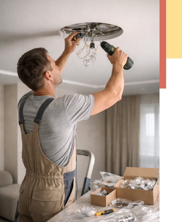 Установка люстры в натяжной потолок в Братске от 1224 руб. | Быстро и недорого — ОТДЕЛОЧНИК-Брт