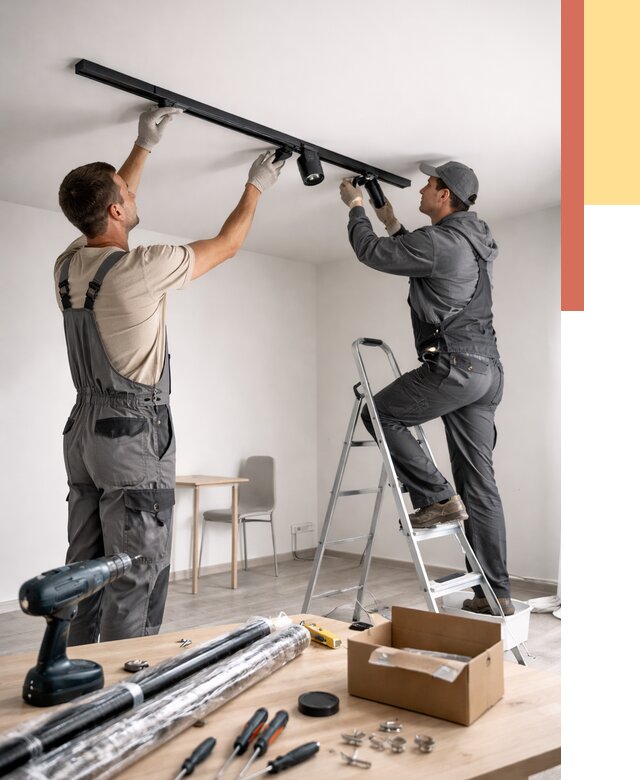 Установка трековых светильников в натяжной потолок в Братске от 4286 руб. | ОТДЕЛОЧНИК-Брт