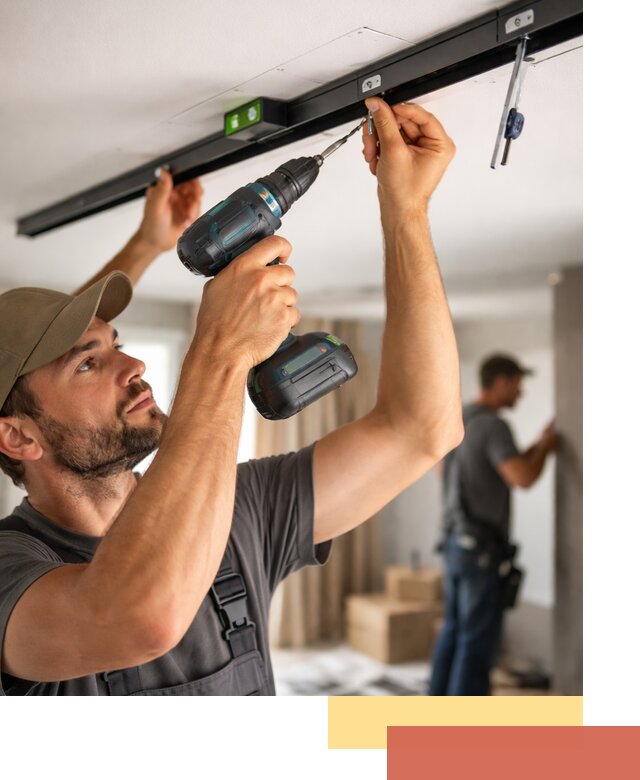 Установка трековых светильников в натяжной потолок в Братске