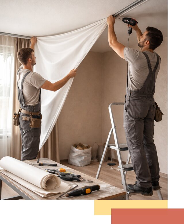 Замена полотна натяжного потолка в Братске быстро и качественно