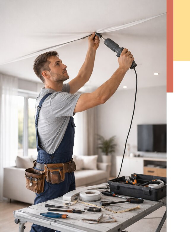 Ремонт натяжных потолков в Братске от 9694 руб. под ключ — ОТДЕЛОЧНИК-Брт