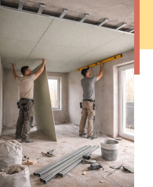 Одноуровневый потолок из гипсокартона в Братске от 765 руб. — монтаж под ключ | ОТДЕЛОЧНИК-Брт