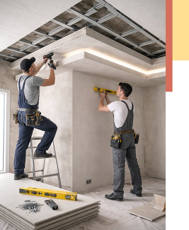 Двухуровневый потолок из гипсокартона в Братске от 1480 руб. под ключ | ОТДЕЛОЧНИК-Брт