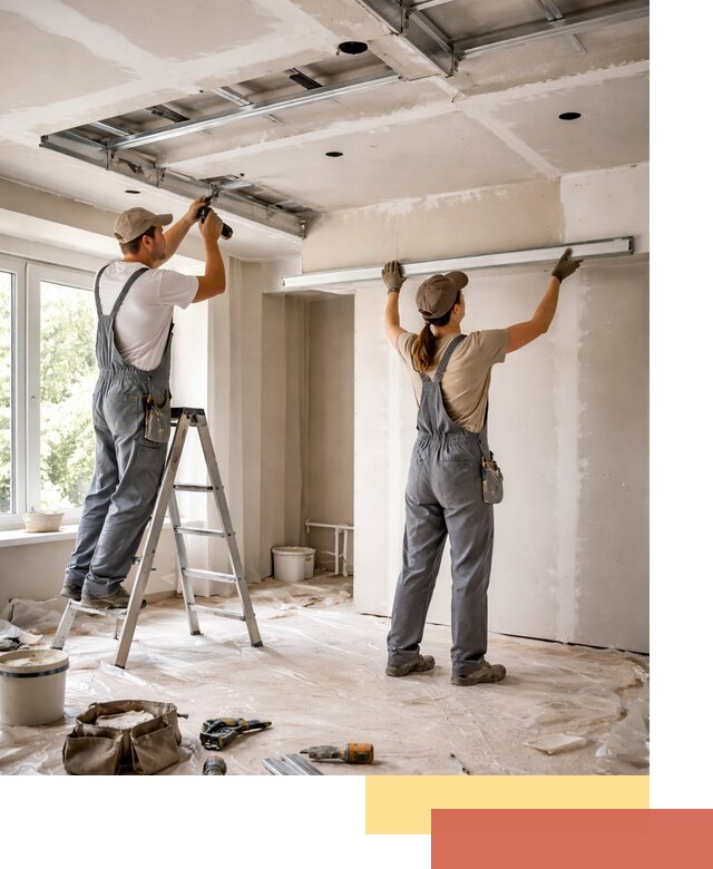 Монтаж многоуровневого потолка из гипсокартона в Братске