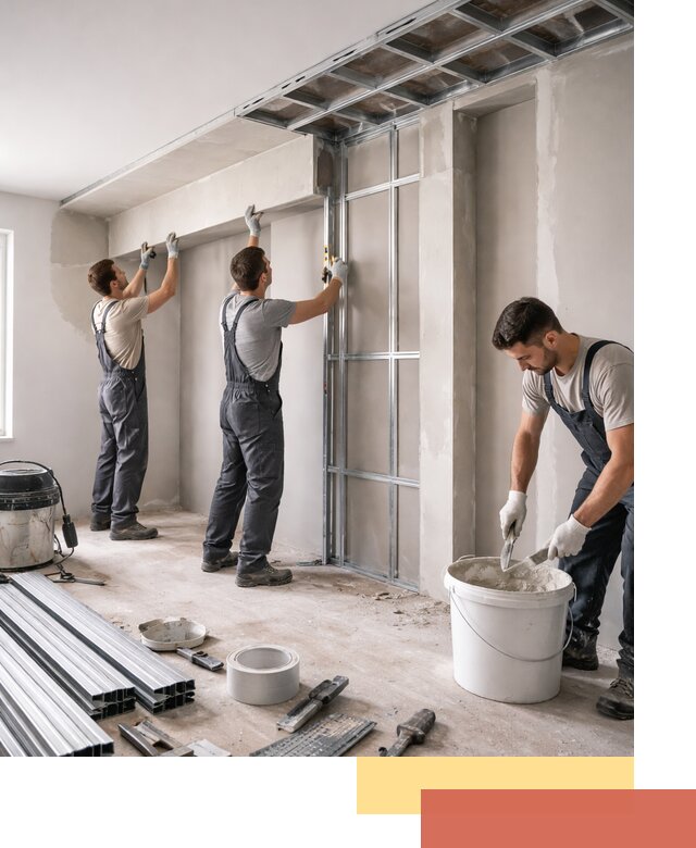 Монтаж потолка из гипсокартона с нишей в Братске