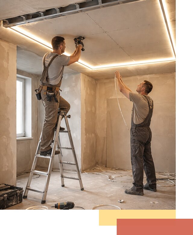 Потолок из гипсокартона с подсветкой в Братске