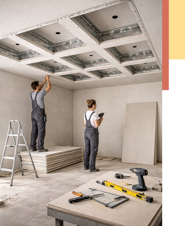 Кессонный потолок из гипсокартона в Братске от 1888 руб. — монтаж и под ключ | ОТДЕЛОЧНИК-Брт