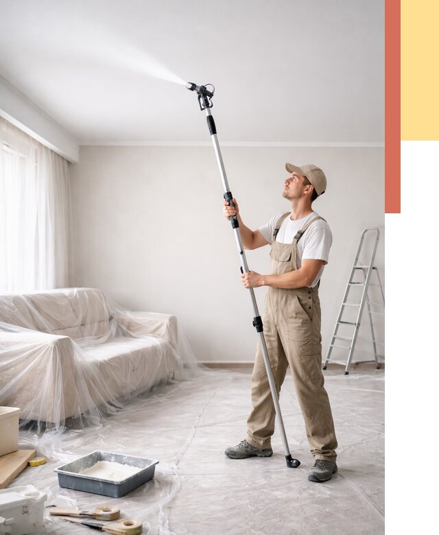 Покраска потолка краскопультом в Братске от 4592 руб. быстро и недорого | ОТДЕЛОЧНИК-Брт