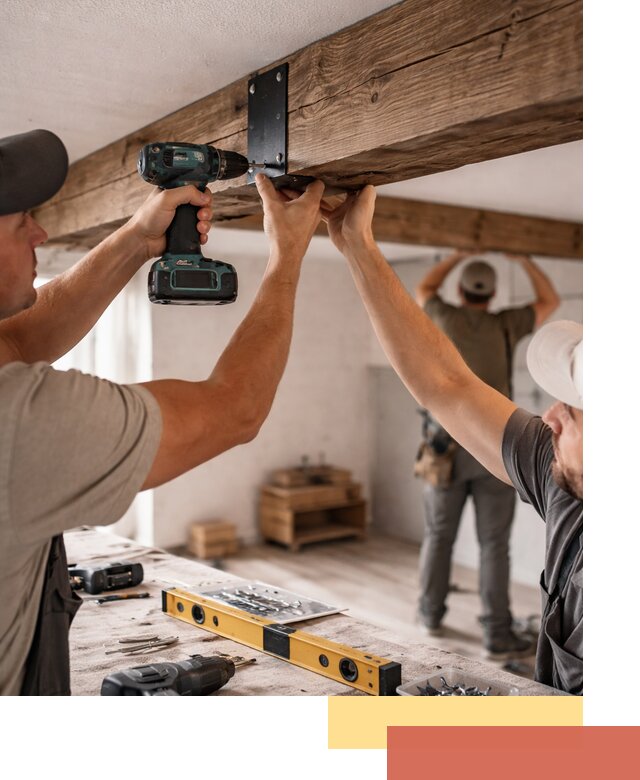 Монтаж декоративных потолочных балок в Братске